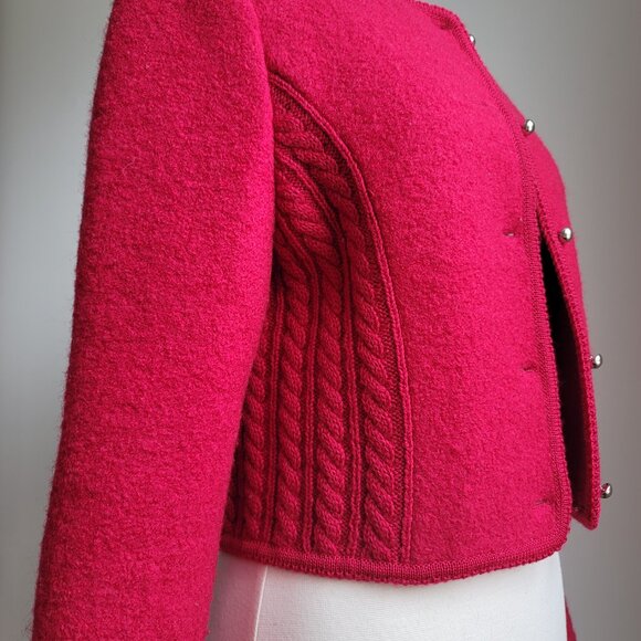 Vintage Jos. A. Bank Clothiers Pure Red Virgin Wool Silver Button Jacket Size 12 - Picture 7 of 16